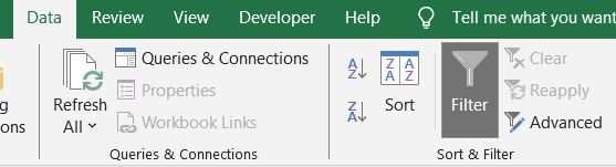 Excel toolbar with data options visible