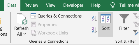 Excel data management toolbar interface