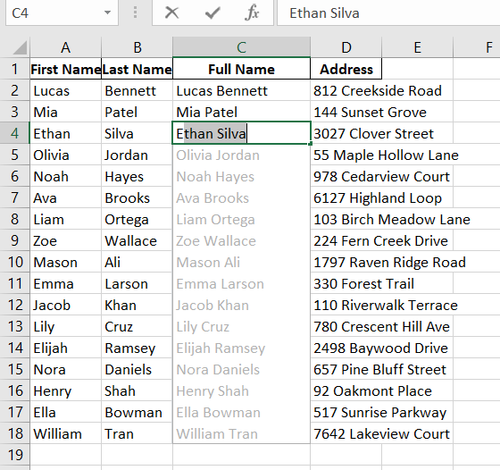 Combine two columns into a single cell