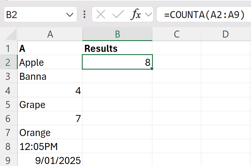 essential excel functions for beginner counta