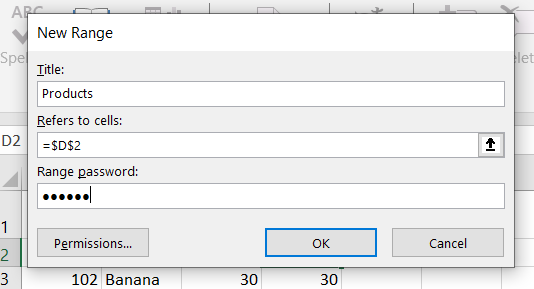 New range password entry dialog